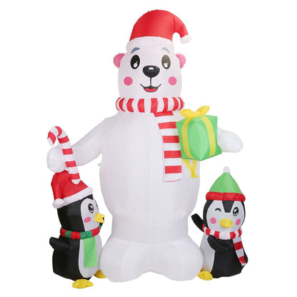 5.9Ft Christmas Inflatable Polar Bear and Penguin Blow Up Yard Outdoor Decoration with LED __stock:50 Holiday Decor & Apparel refund_fee:2200 Warranty