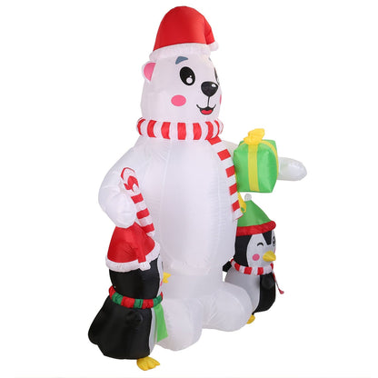 5.9Ft Christmas Inflatable Polar Bear and Penguin Blow Up Yard Outdoor Decoration with LED __stock:50 Holiday Decor & Apparel refund_fee:2200 Warranty