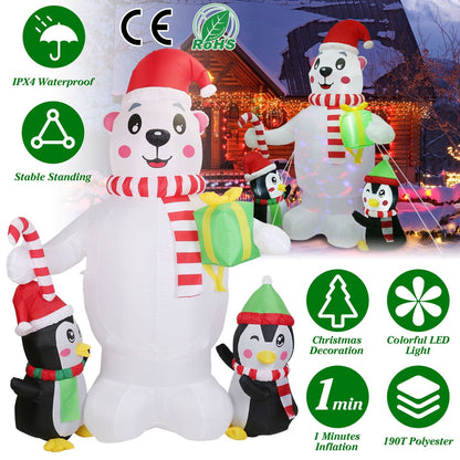 5.9Ft Christmas Inflatable Polar Bear and Penguin Blow Up Yard Outdoor Decoration with LED __stock:50 Holiday Decor & Apparel refund_fee:2200 Warranty