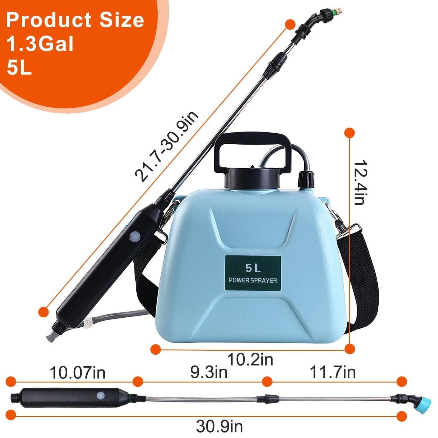 5L/1/3 Gallon Electric Plant Sprayer Telescopic Rechargeable with 3 Spray Sprouts __stock:50 Garden & Patio refund_fee:1800 Warranty