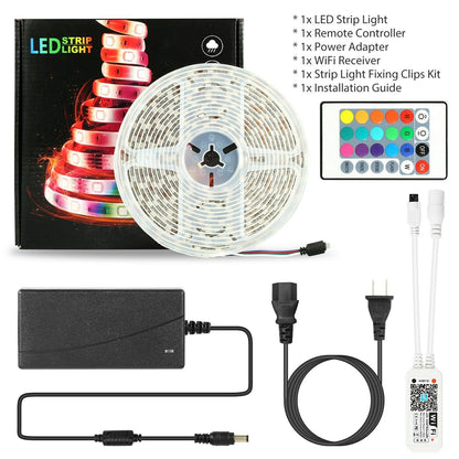 5M LED Strip Light 5050 SMD RGB Waterproof Smart WIFI IR APP Controller __stock:550 Indoor Lighting refund_fee:1200 Warranty