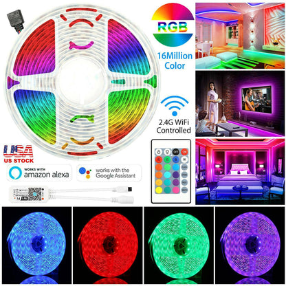 5M LED Strip Light 5050 SMD RGB Waterproof Smart WIFI IR APP Controller __stock:550 Indoor Lighting refund_fee:1200 Warranty