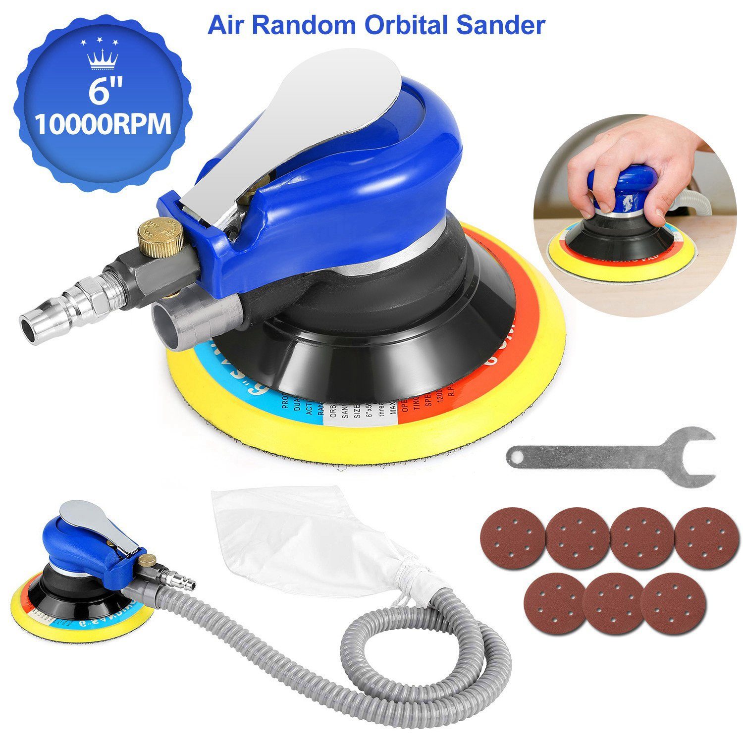 6" Air Random Orbital Sander Pneumatic Home Improvement refund_fee:1800