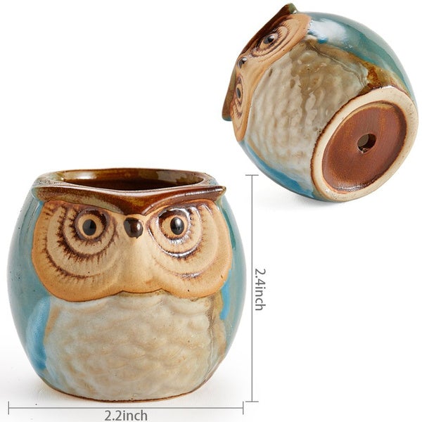 6-Pack: 2.5 Inch Owl Pot Ceramic Base __stock:200 Garden & Patio refund_fee:1200