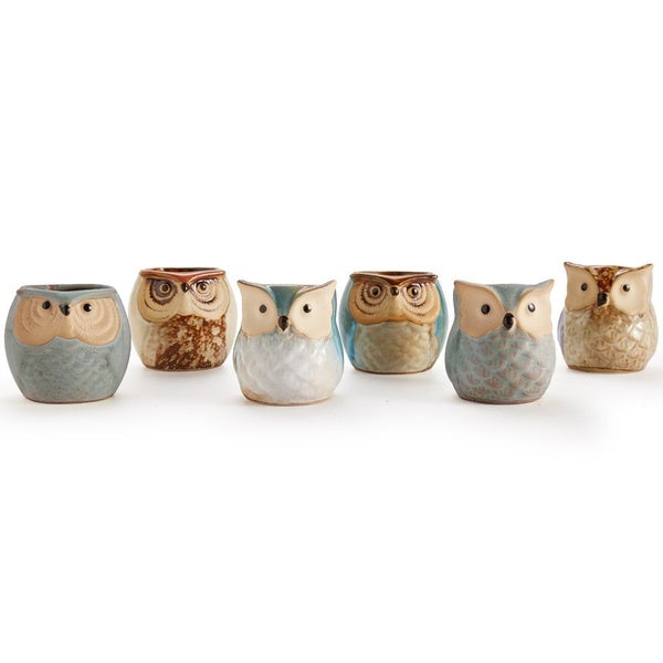 6-Pack: 2.5 Inch Owl Pot Ceramic Base __stock:200 Garden & Patio refund_fee:1200