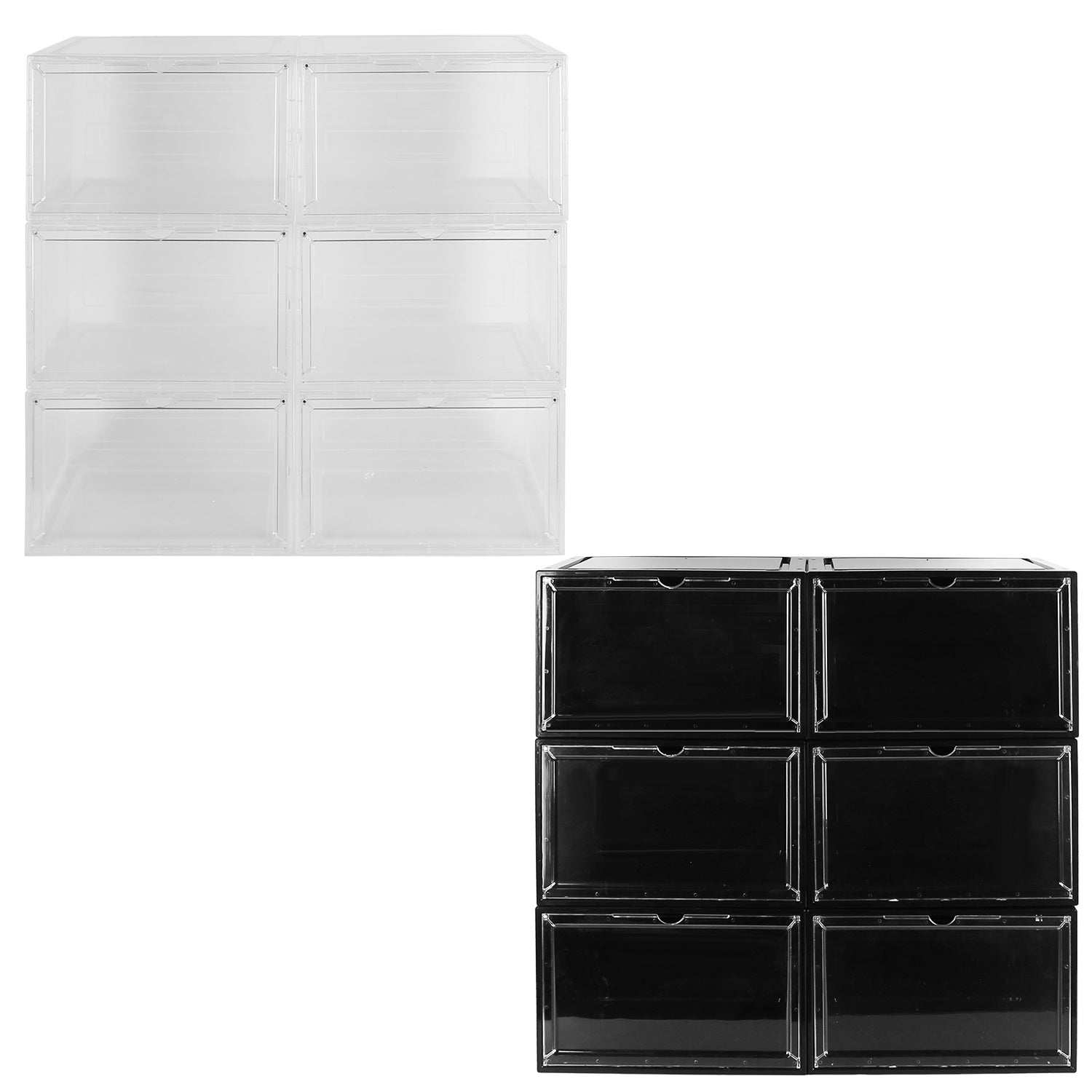 6-Pack: Collapsible Shoe Box Stackable Shoe Storage Bin with Magnetic Door __stock:50 Closet & Storage refund_fee:2200