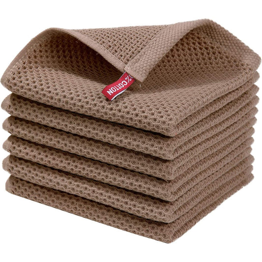 6-Pack: Cotton Waffle Woven Kitchen Towel Brown __stock:200 Kitchen & Dining refund_fee:800