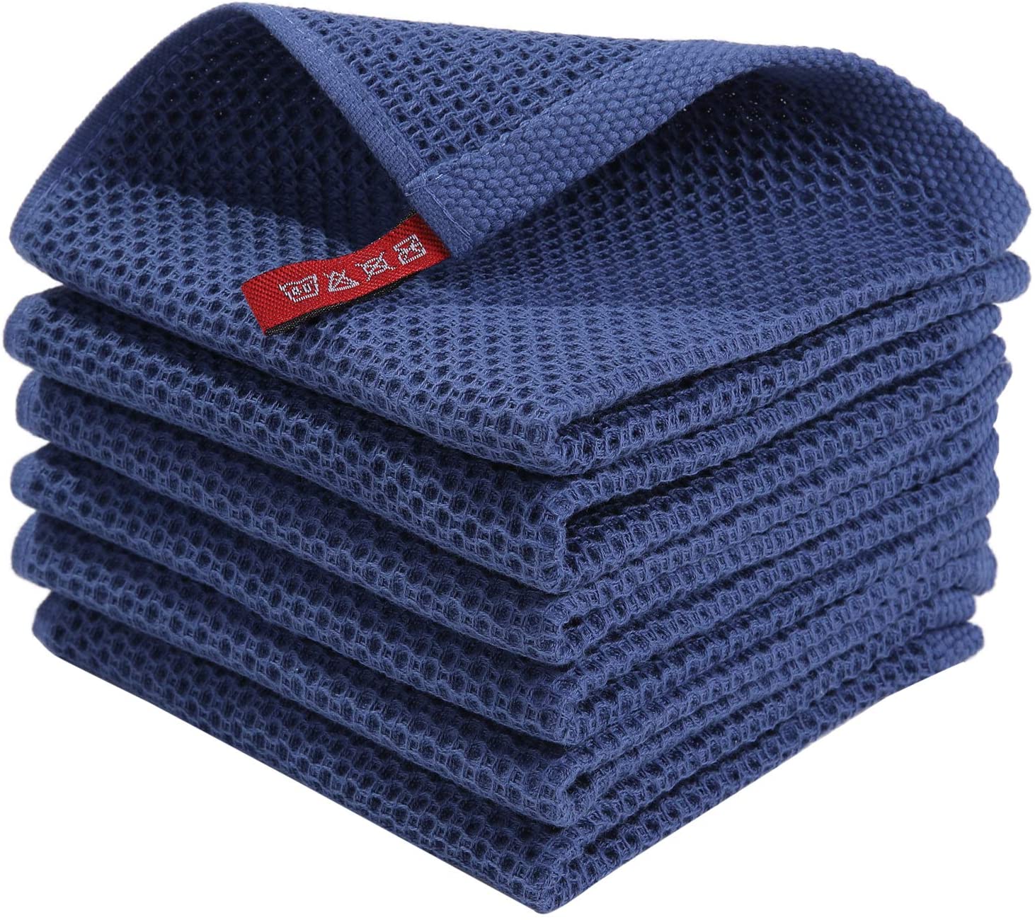 6-Pack: Cotton Waffle Woven Kitchen Towel Navy Blue __stock:200 Kitchen & Dining refund_fee:800