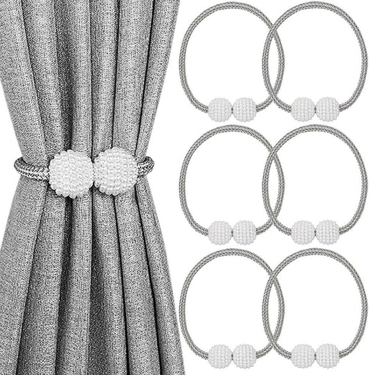 6-Pack: Magnetic Curtain Tiebacks, Decorative Curtain Holdbacks Beige __stock:200 Furniture and Décor refund_fee:800