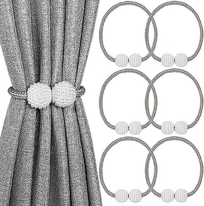 6-Pack: Magnetic Curtain Tiebacks, Decorative Curtain Holdbacks Gray __stock:200 Furniture and Décor refund_fee:800