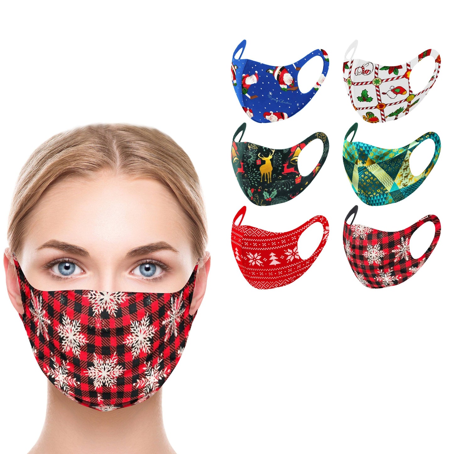 6-Pack: Reusable Holiday-Themed Face Masks Set 2 __stock:500 Holiday Holiday Decor & Apparel refund_fee:800