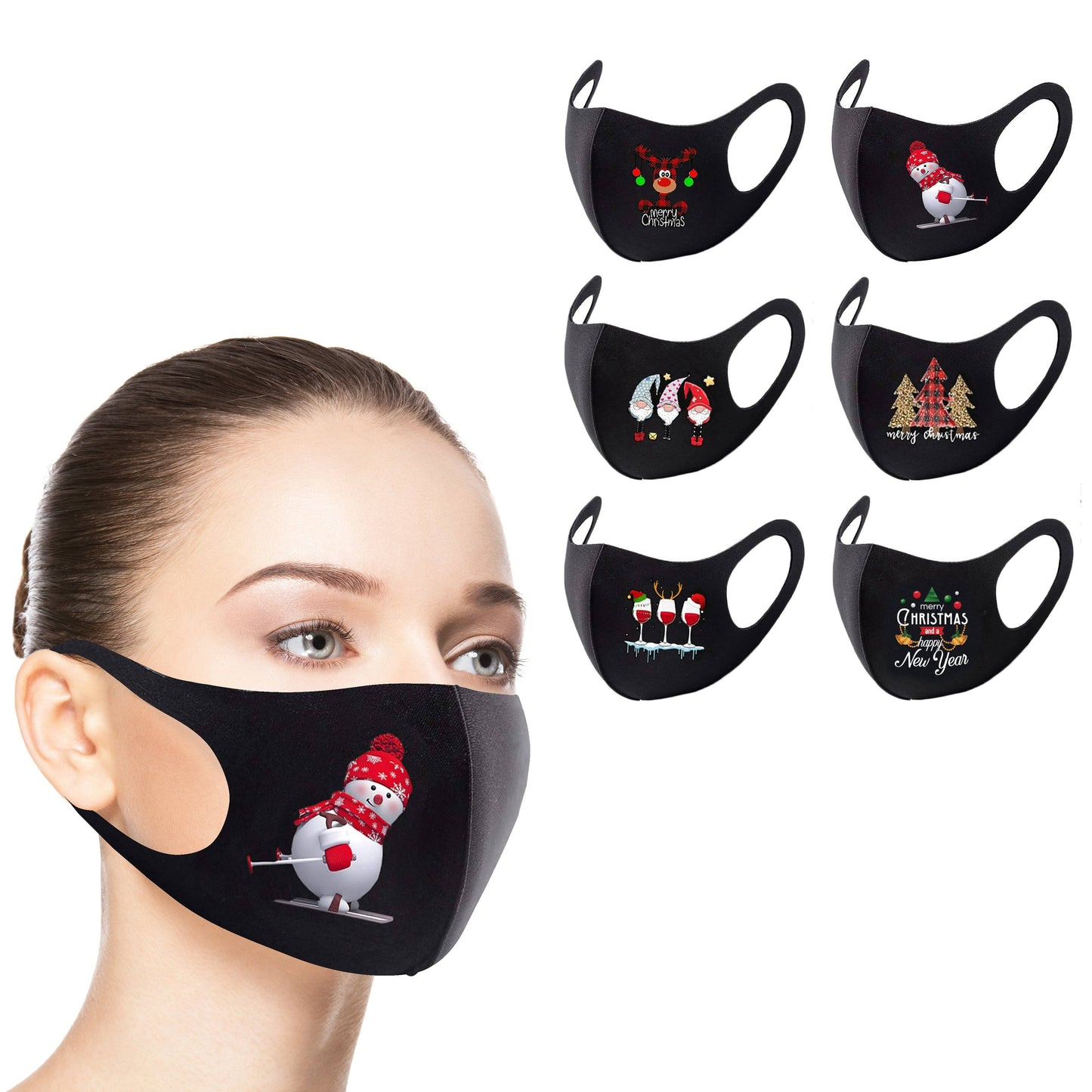 6-Pack: Reusable Holiday-Themed Face Masks Set 4 __stock:500 Holiday Holiday Decor & Apparel refund_fee:800