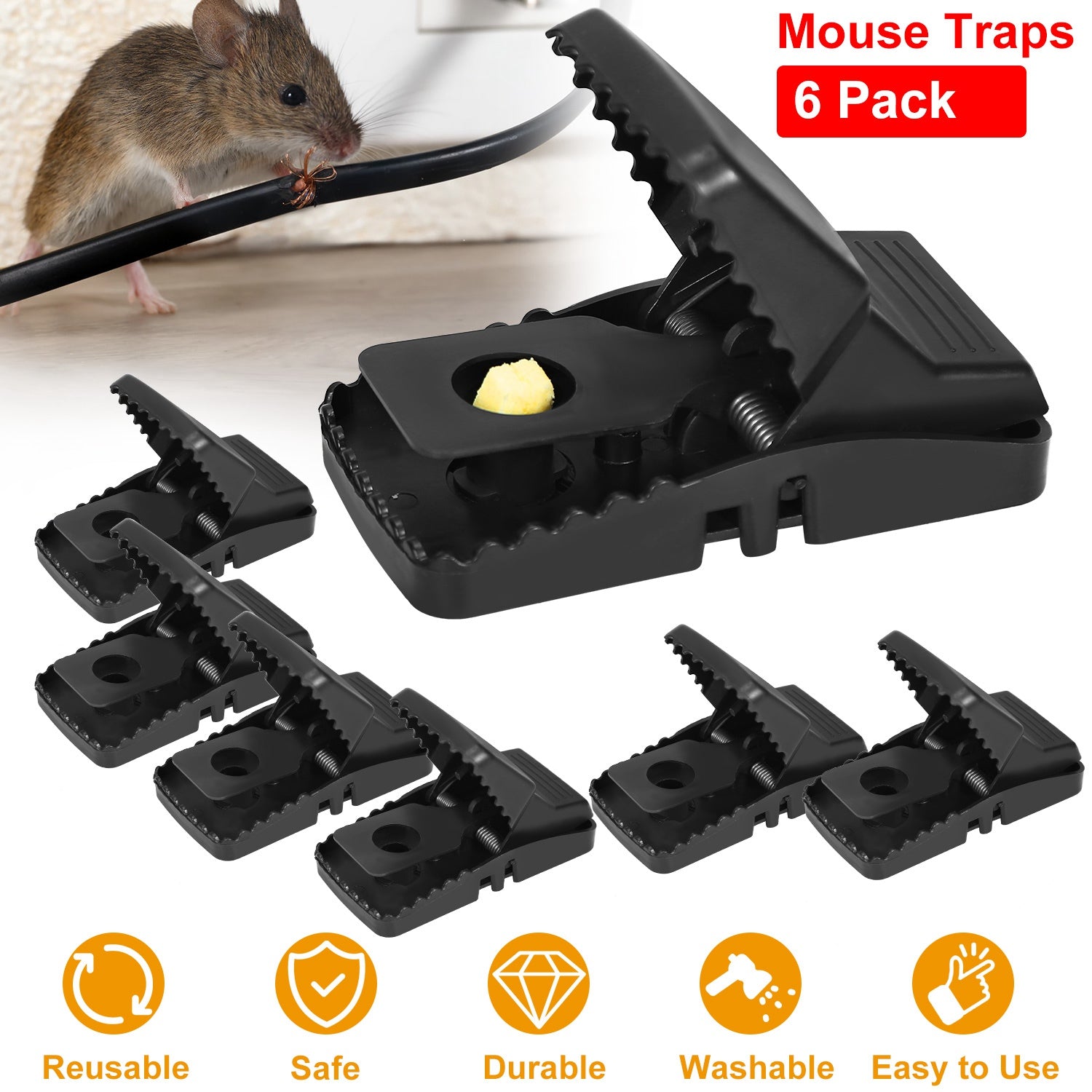 6-Pack: Reusable Mouse Trap __stock:100 Low stock Pest Control refund_fee:1200 Warranty