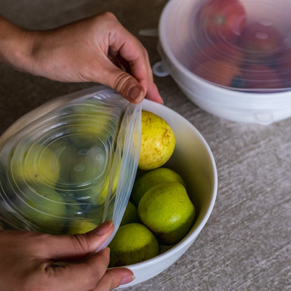 6-Pack: Reusable Silicone Stretch Container Lids Covers for Food Storage - Fit Most Containers __stock:1000 Kitchen & Dining refund_fee:800