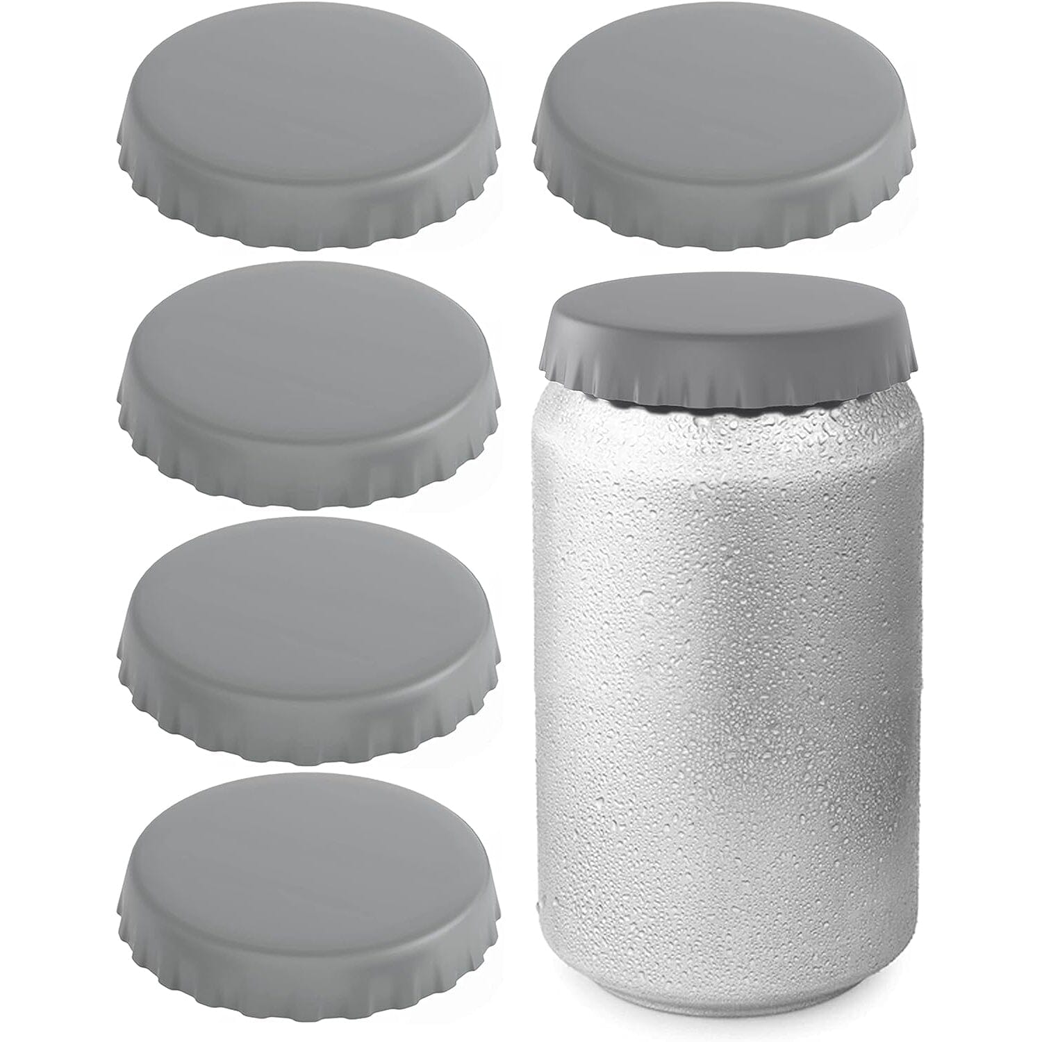 6-Pack: Silicone Can Lids Fits Standard Soda Cans Gray __stock:200 Kitchen & Dining refund_fee:800