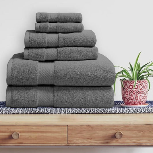 6-Piece: 100% Organic Cotton Bath Towel Set Gray __stock:50 Bath refund_fee:1200