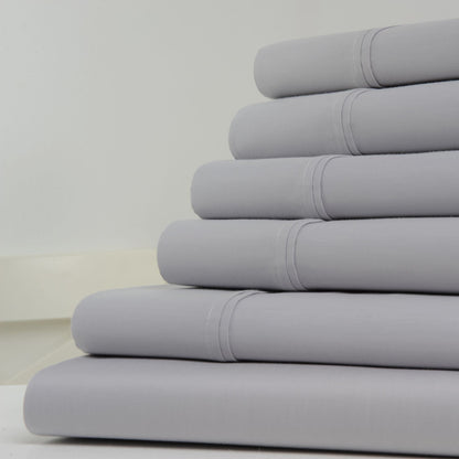 6-Piece: 1200 Thread Count Cotton Sheets Gray __label2:BOGO 30% OFF __stock:100 Bedding refund_fee:1800