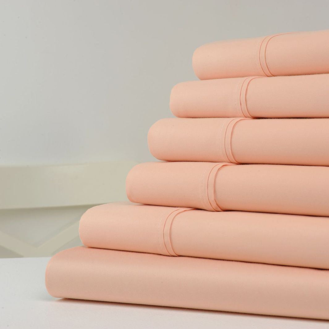 6-Piece: 1200 Thread Count Cotton Sheets Salmon __label2:BOGO 30% OFF __stock:100 Bedding refund_fee:1800