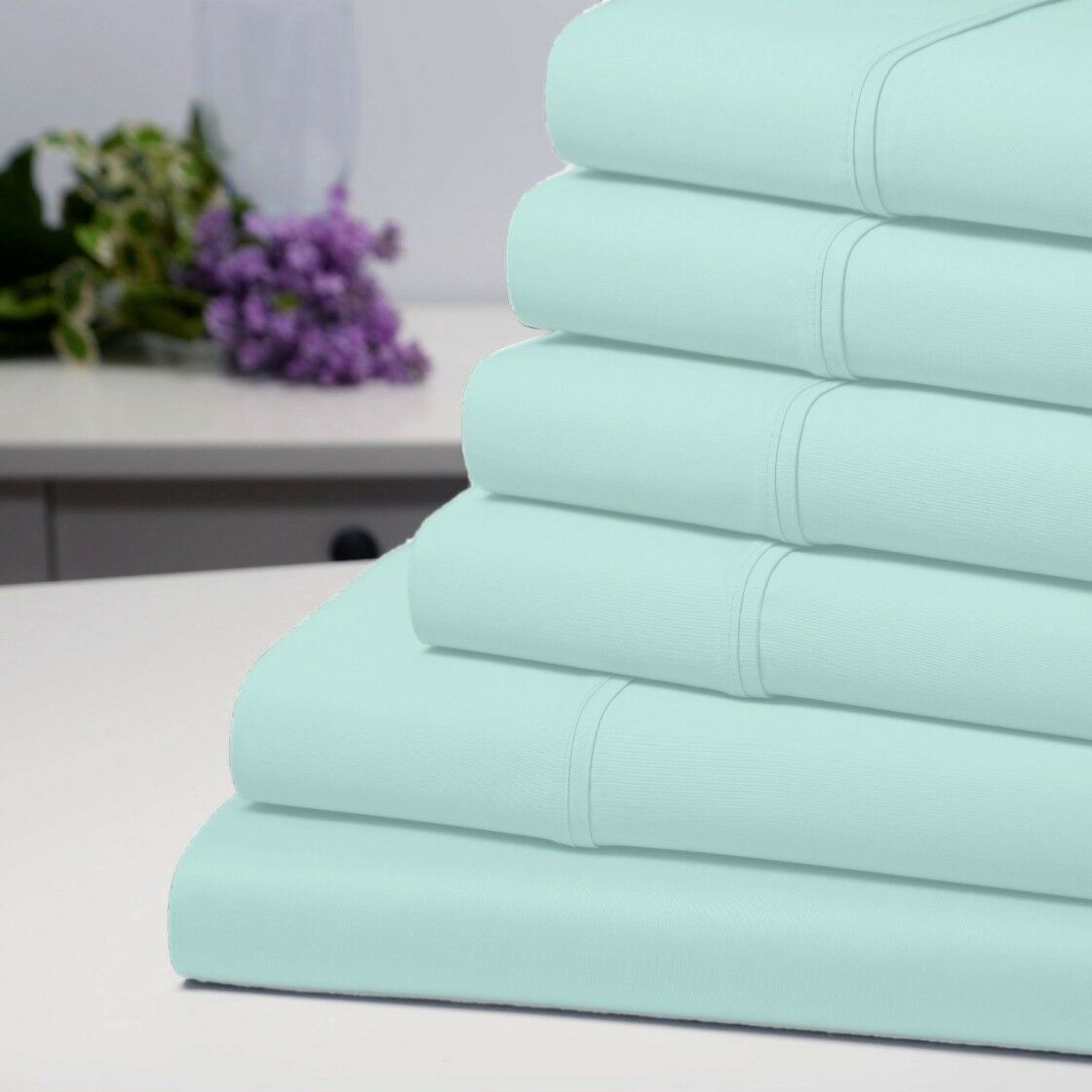 6-Piece: Bamboo 1800 Count Extra Soft Luxury Sheet Set Aqua __label2:BOGO 30% OFF __stock:200 Bedding refund_fee:1200