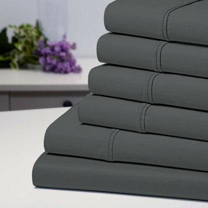 6-Piece: Bamboo 1800 Count Extra Soft Luxury Sheet Set Gray __label2:BOGO 30% OFF __stock:200 Bedding refund_fee:1200