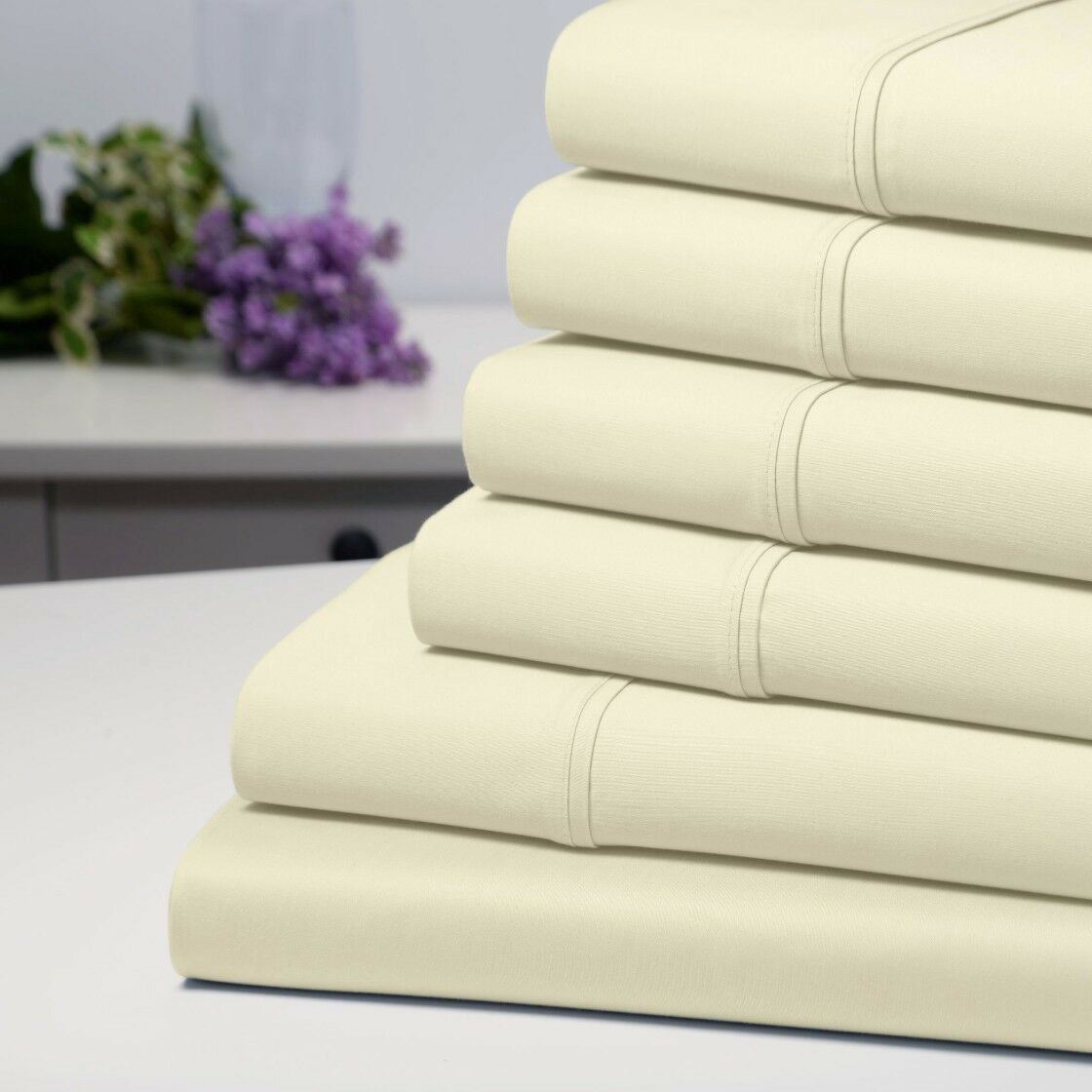 6-Piece: Bamboo 1800 Count Extra Soft Luxury Sheet Set Ivory __label2:BOGO 30% OFF __stock:200 Bedding refund_fee:1200