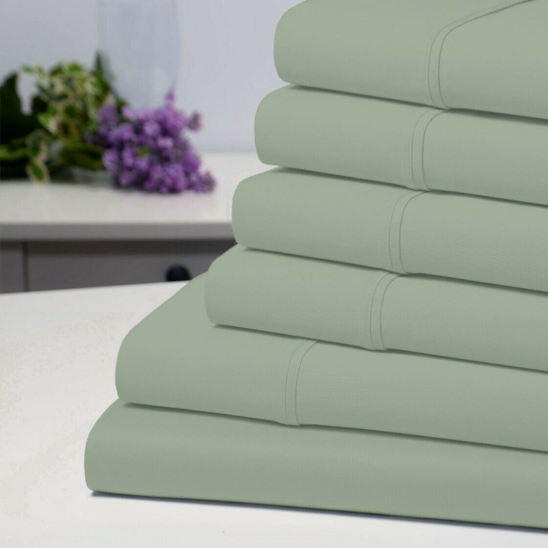 6-Piece: Bamboo 1800 Count Extra Soft Luxury Sheet Set Sage __label2:BOGO 30% OFF __stock:200 Bedding refund_fee:1200