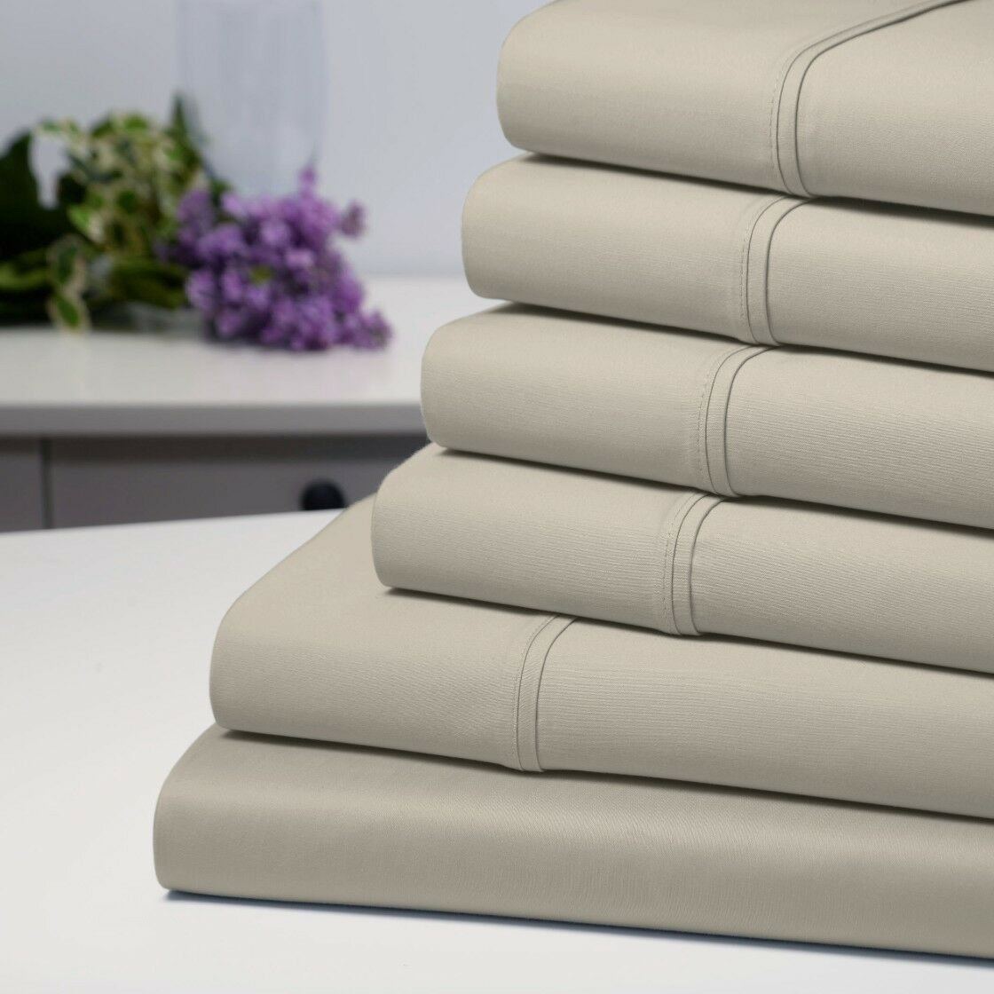 6-Piece: Bamboo 1800 Count Extra Soft Luxury Sheet Set Taupe __label2:BOGO 30% OFF __stock:200 Bedding refund_fee:1200