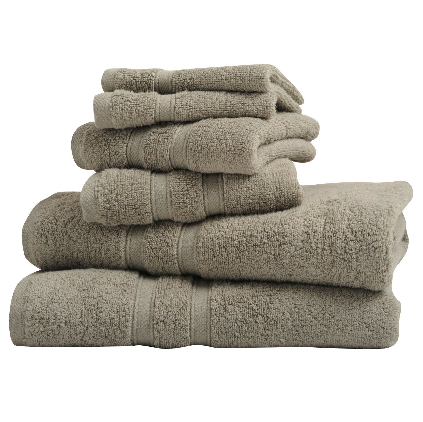 6-Piece: Bibb Home Zero Twist Egyptian Cotton Towel Set Gray Bath refund_fee:1200