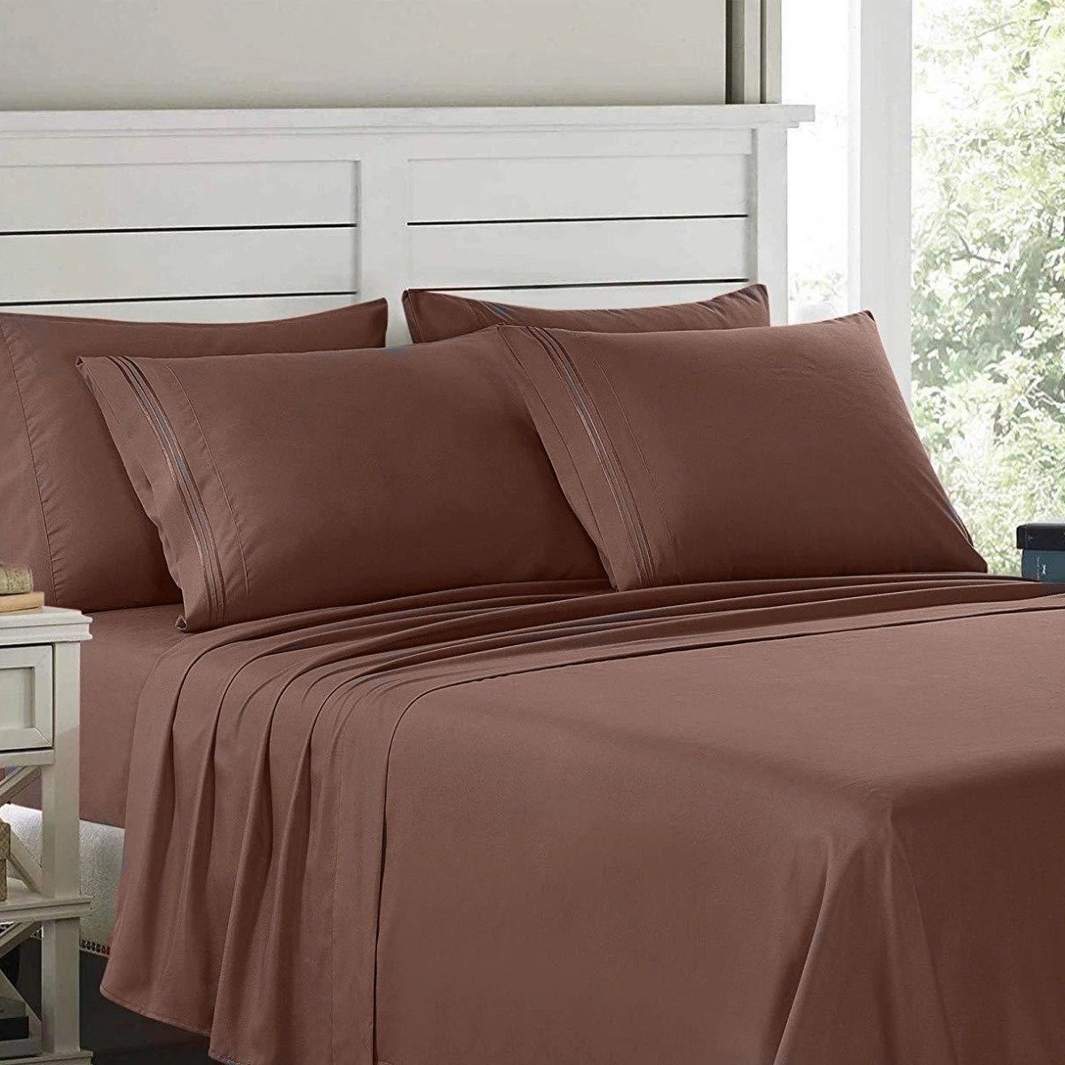 6-Piece: Lux Decor Collection 1800 Series Sheets Set Chocolate __label2:BOGO 30% OFF __stock:50 Bedding refund_fee:1200