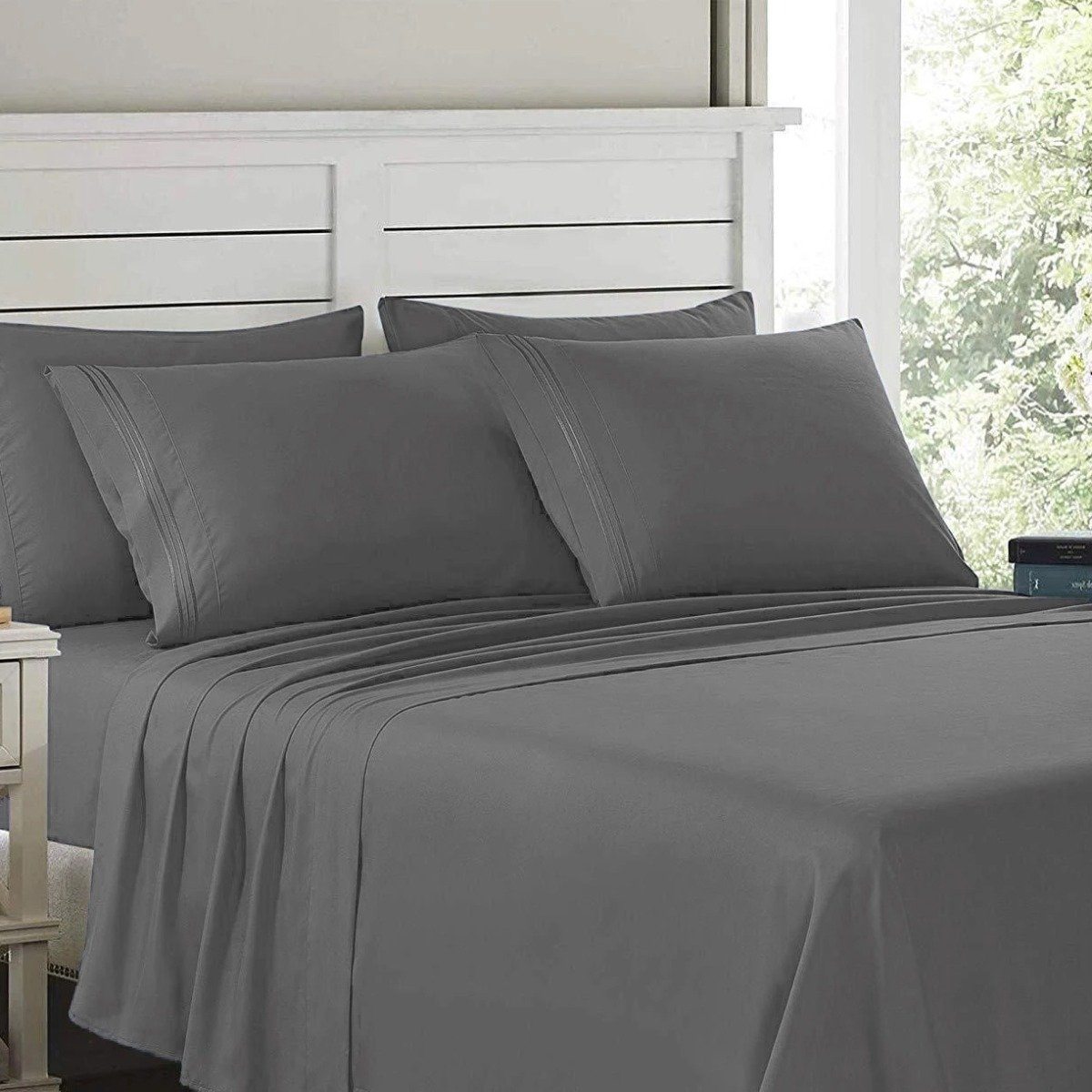 6-Piece: Lux Decor Collection 1800 Series Sheets Set Dark Gray __label2:BOGO 30% OFF __stock:50 Bedding refund_fee:1200