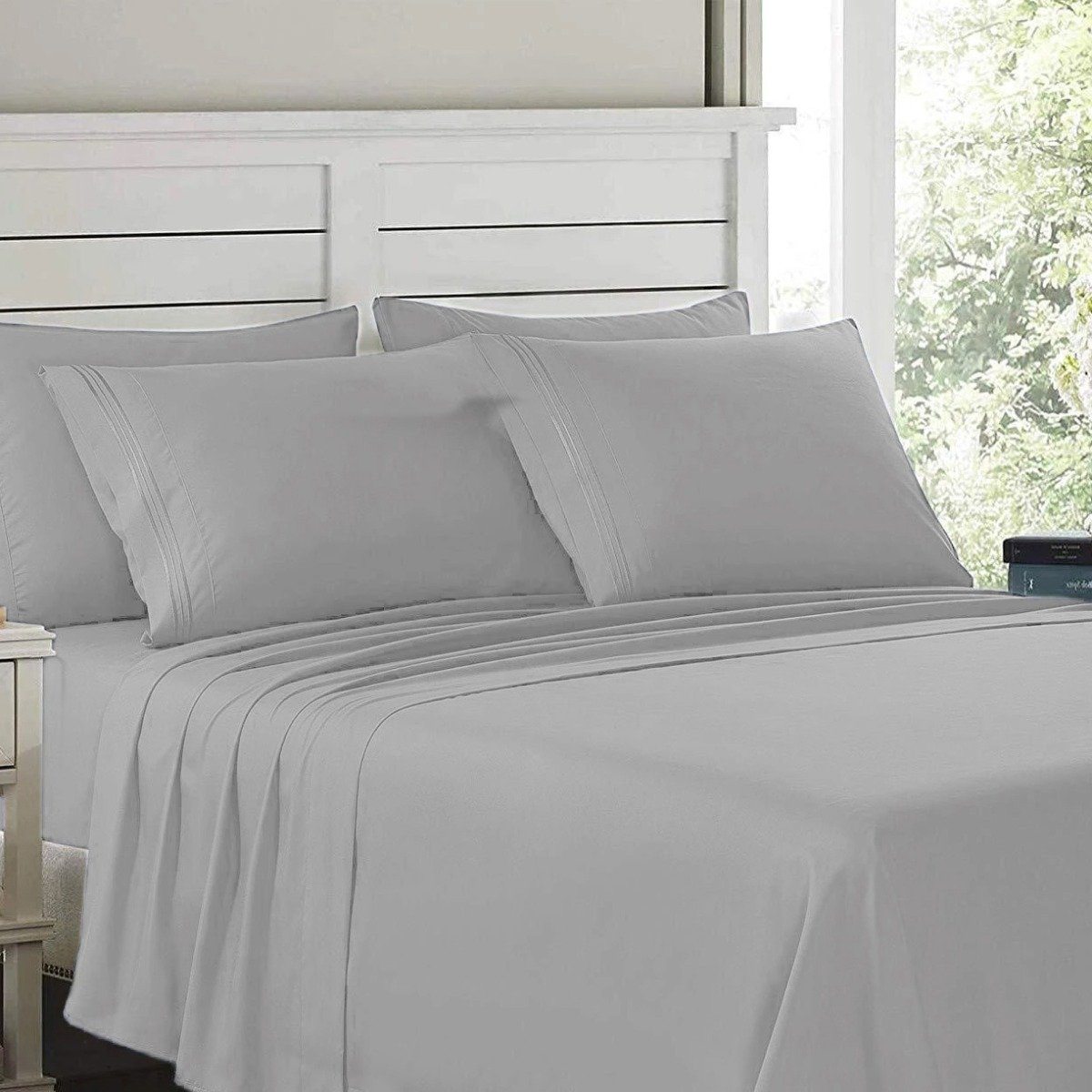 6-Piece: Lux Decor Collection 1800 Series Sheets Set Gray __label2:BOGO 30% OFF __stock:50 Bedding refund_fee:1200