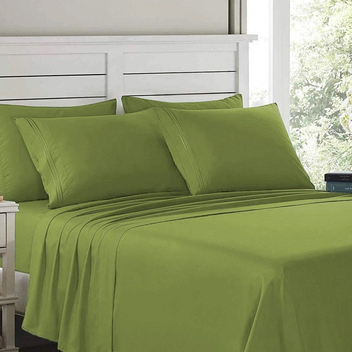 6-Piece: Lux Decor Collection 1800 Series Sheets Set Green __label2:BOGO 30% OFF __stock:50 Bedding refund_fee:1200