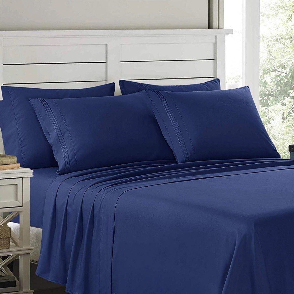 6-Piece: Lux Decor Collection 1800 Series Sheets Set Navy Blue __label2:BOGO 30% OFF __stock:50 Bedding refund_fee:1200