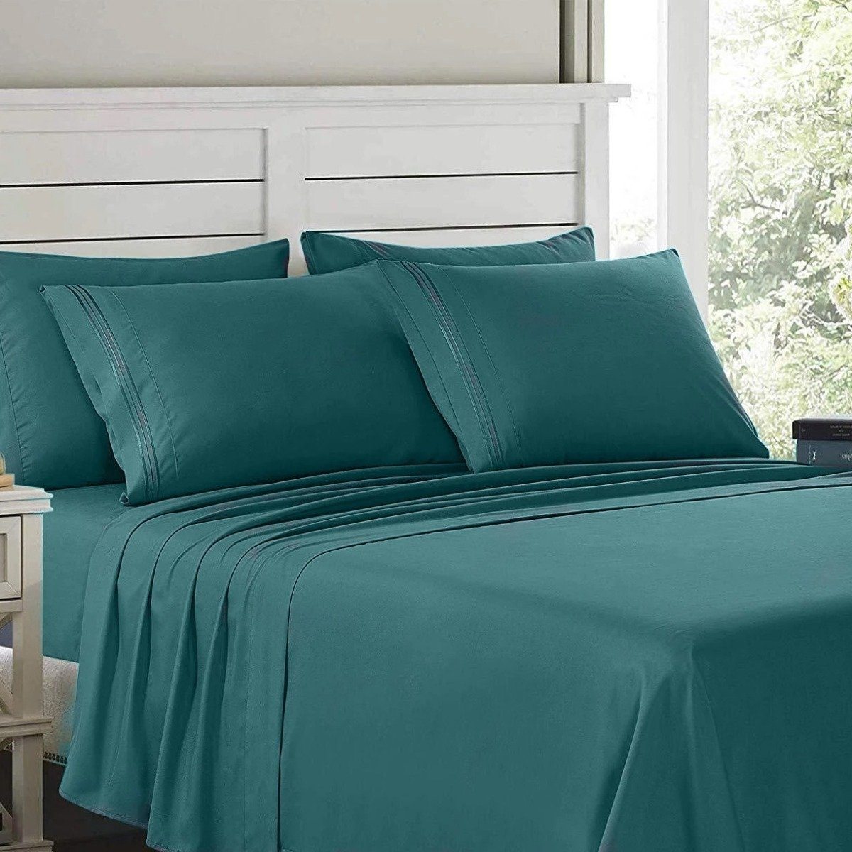 6-Piece: Lux Decor Collection 1800 Series Sheets Set Teal __label2:BOGO 30% OFF __stock:50 Bedding refund_fee:1200