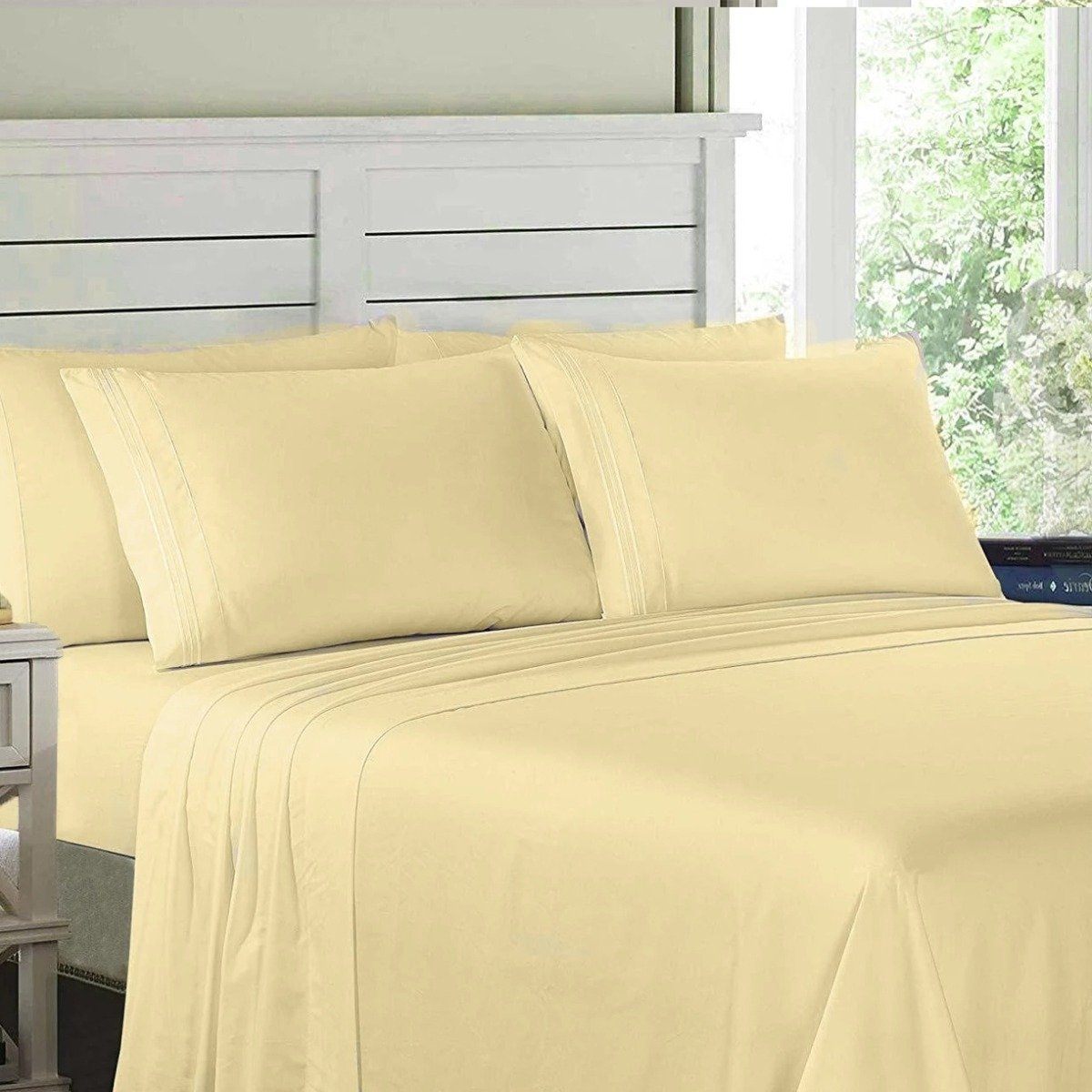 6-Piece: Lux Decor Collection 1800 Series Sheets Set Vanilla __label2:BOGO 30% OFF __stock:50 Bedding refund_fee:1200