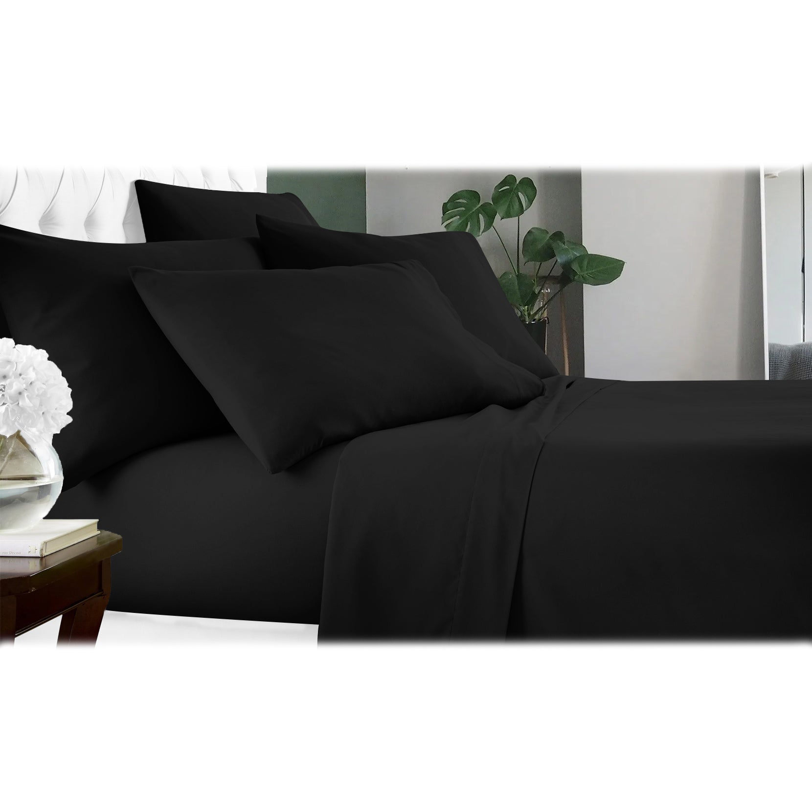 6-Piece: Luxury Home Cool Bamboo-Fiber Sheet Set Black __label2:BOGO 30% OFF __stock:200 Bedding refund_fee:1200