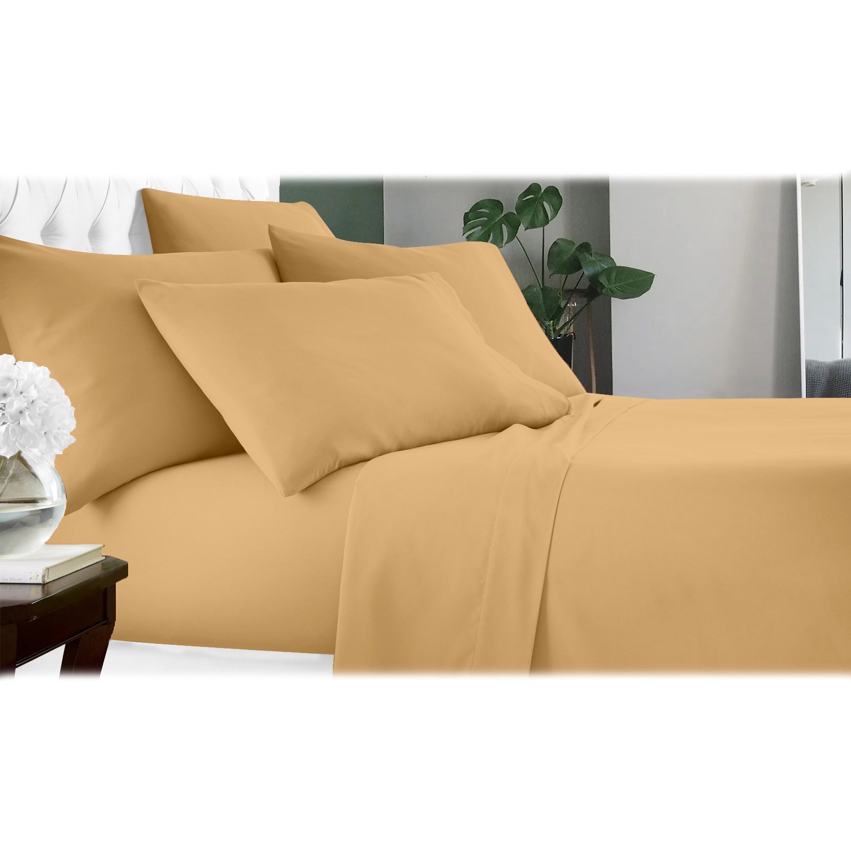 6-Piece: Luxury Home Cool Bamboo-Fiber Sheet Set Gold __label2:BOGO 30% OFF __stock:200 Bedding refund_fee:1200