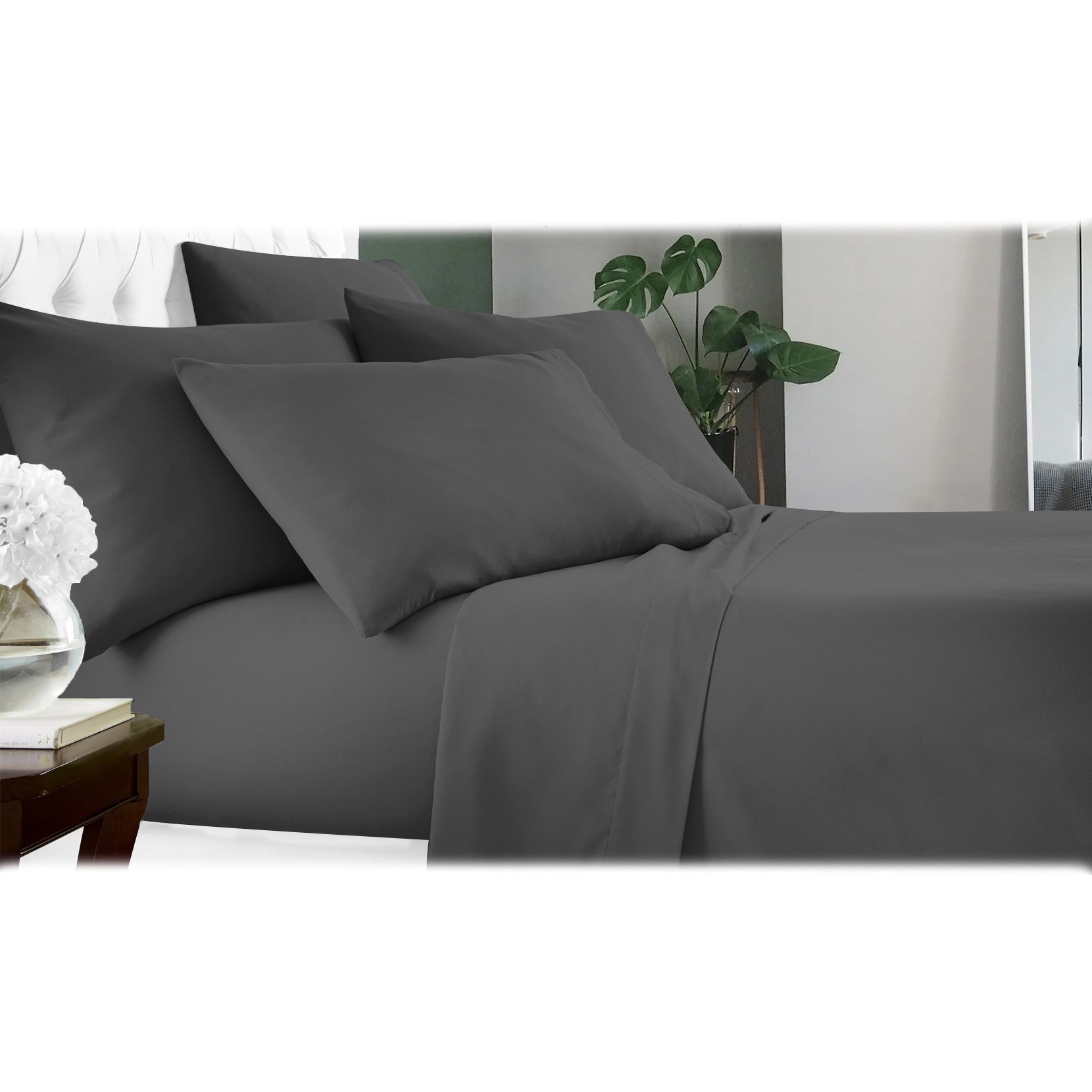 6-Piece: Luxury Home Cool Bamboo-Fiber Sheet Set Gray __label2:BOGO 30% OFF __stock:200 Bedding refund_fee:1200