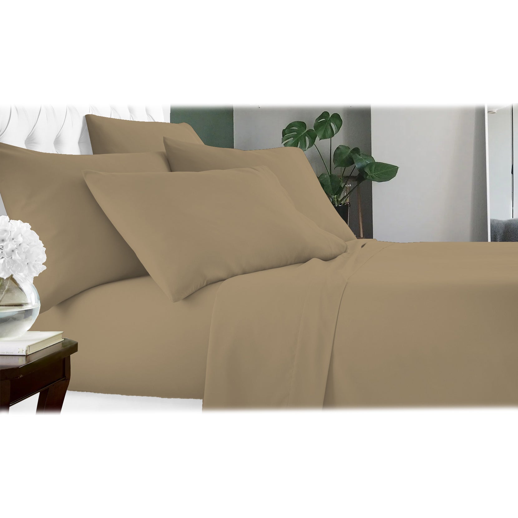 6-Piece: Luxury Home Cool Bamboo-Fiber Sheet Set Khaki __label2:BOGO 30% OFF __stock:200 Bedding refund_fee:1200