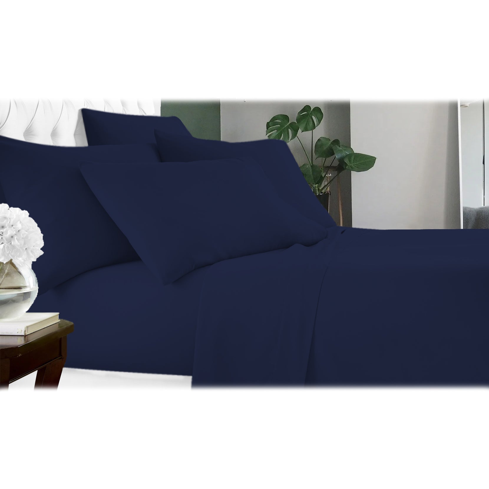 6-Piece: Luxury Home Cool Bamboo-Fiber Sheet Set Navy __label2:BOGO 30% OFF __stock:200 Bedding refund_fee:1200