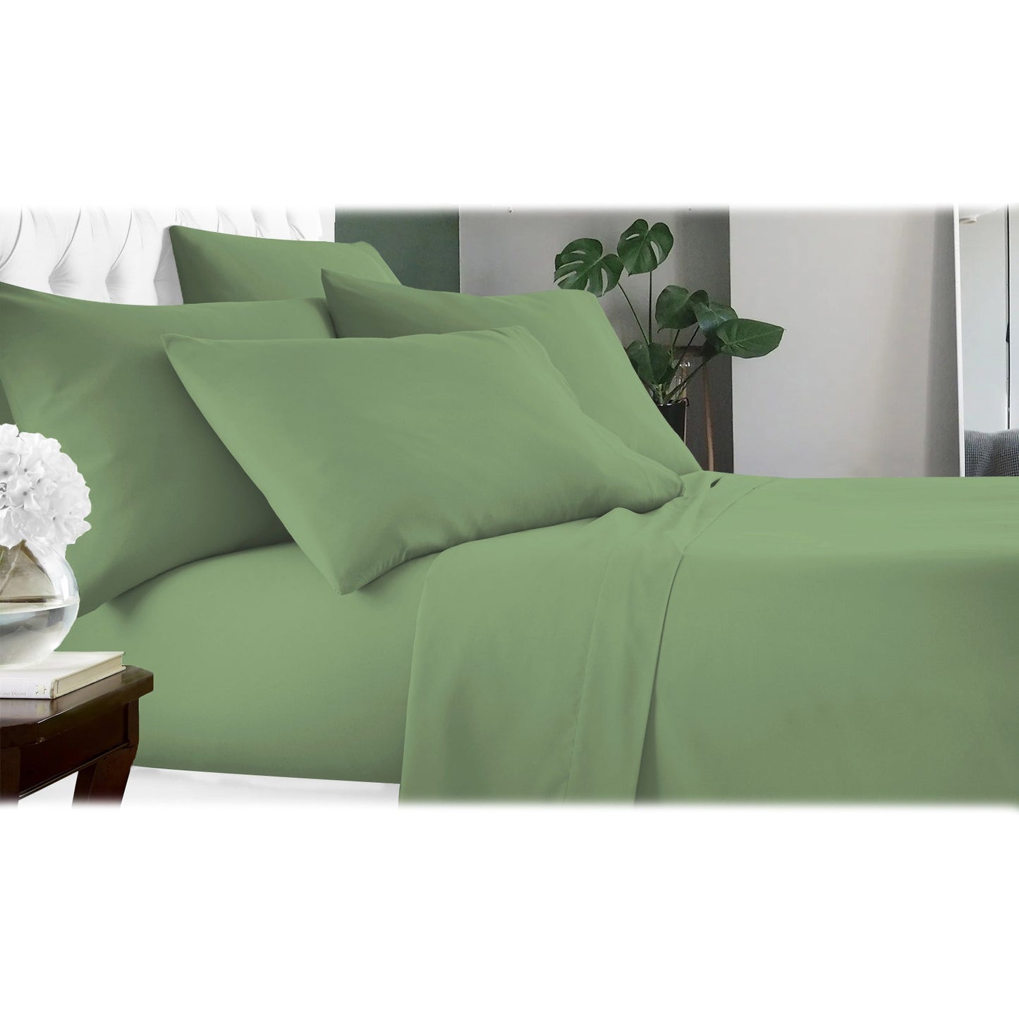 6-Piece: Luxury Home Cool Bamboo-Fiber Sheet Set Sage __label2:BOGO 30% OFF __stock:200 Bedding refund_fee:1200