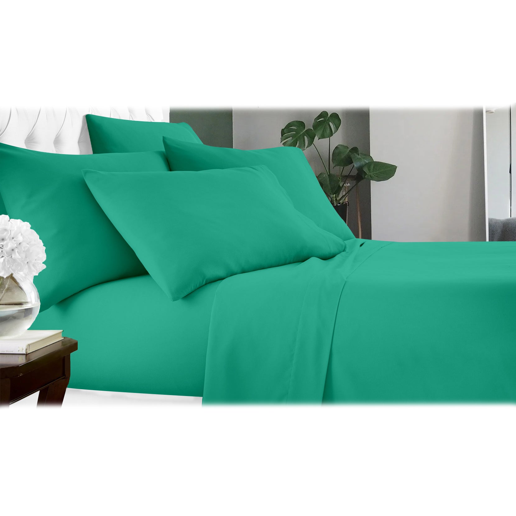 6-Piece: Luxury Home Cool Bamboo-Fiber Sheet Set Turquoise __label2:BOGO 30% OFF __stock:200 Bedding refund_fee:1200