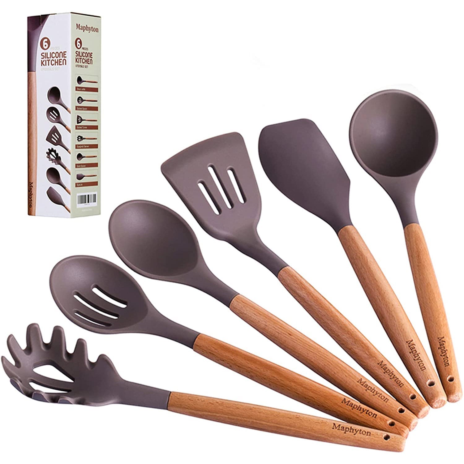 6-Piece: Maphyton Nonstick Silicone Cooking Utensils Set __stock:200 Kitchen & Dining refund_fee:1200