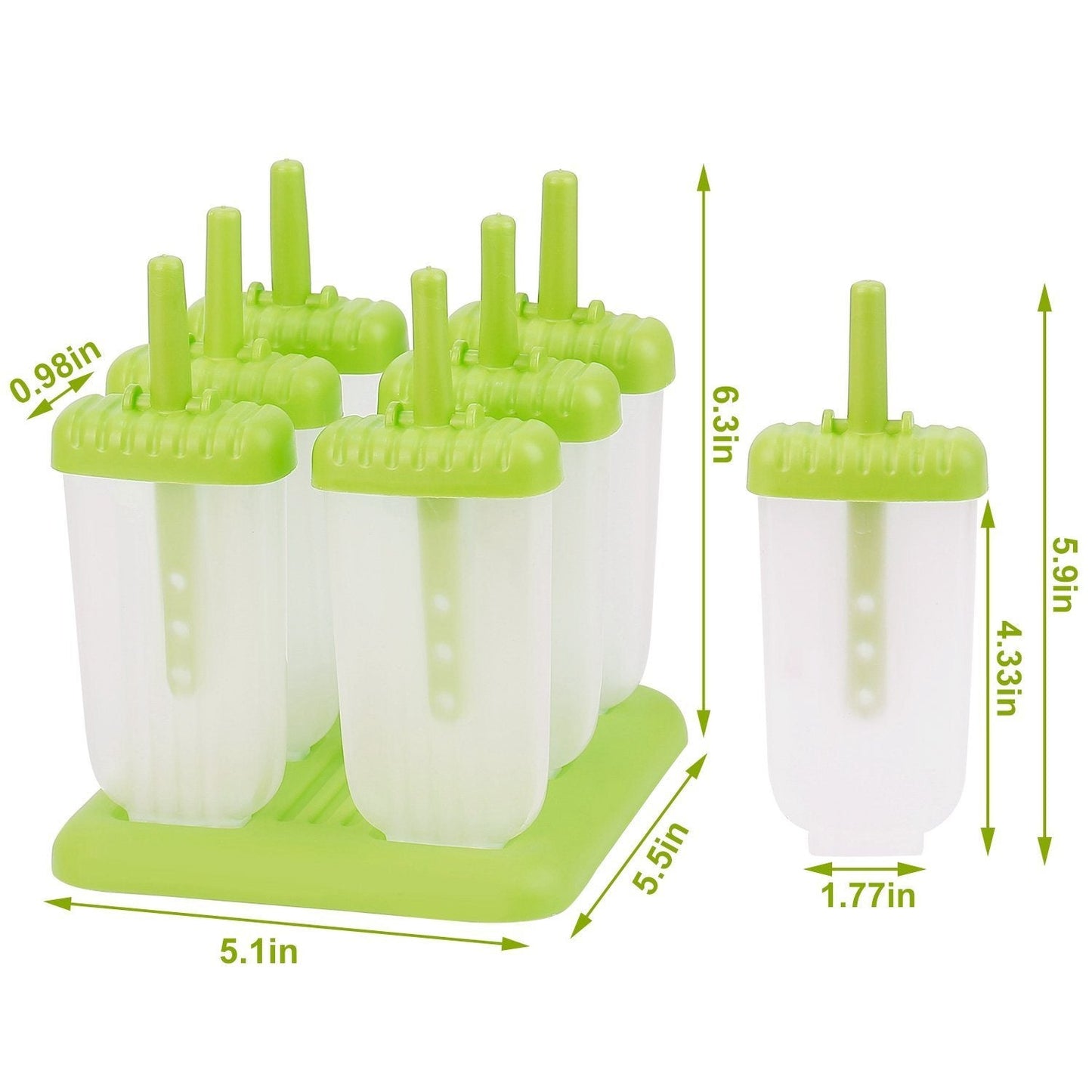 6-Piece: Popsicle Molds Reusable Ice Cream DIY Ice Pop Maker Kitchen & Dining refund_fee:800