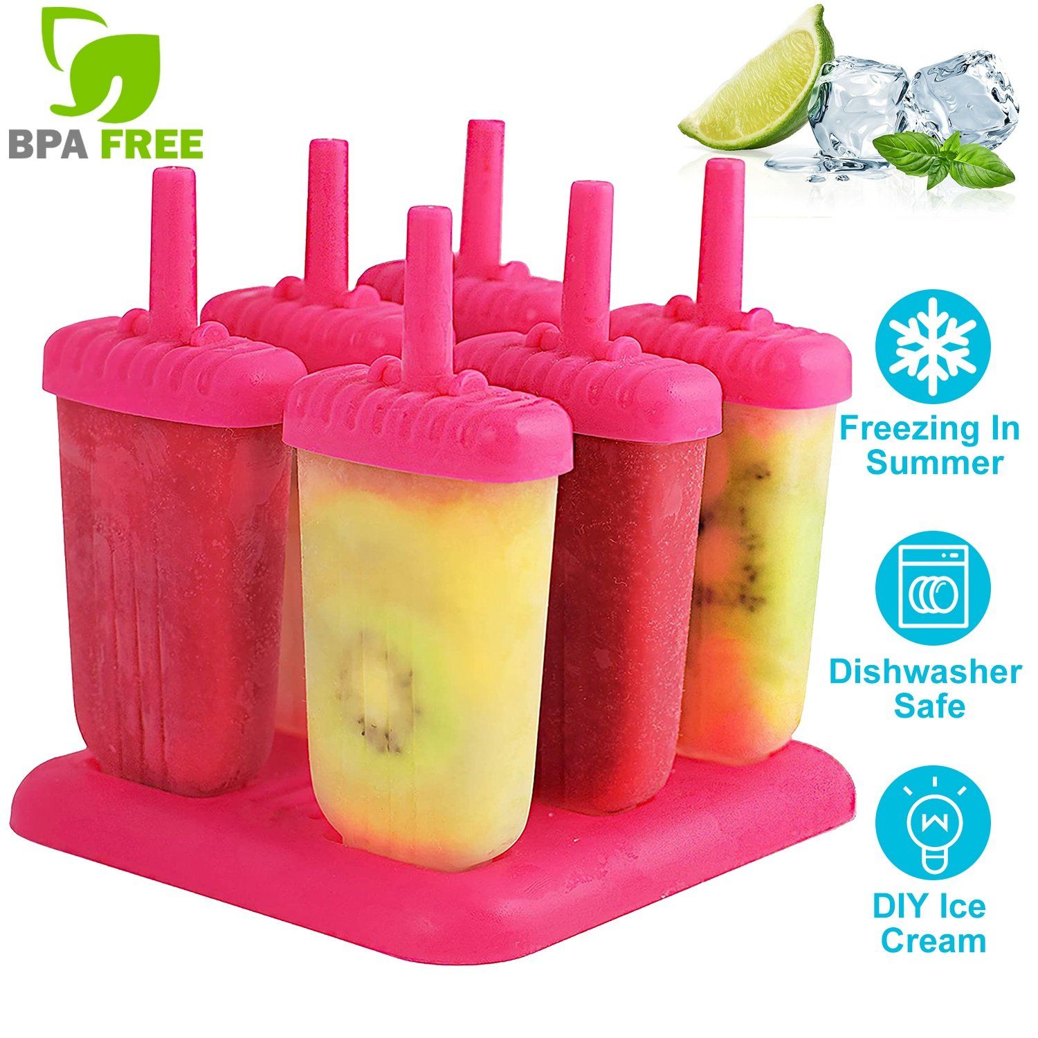 6-Piece: Popsicle Molds Reusable Ice Cream DIY Ice Pop Maker Kitchen & Dining refund_fee:800