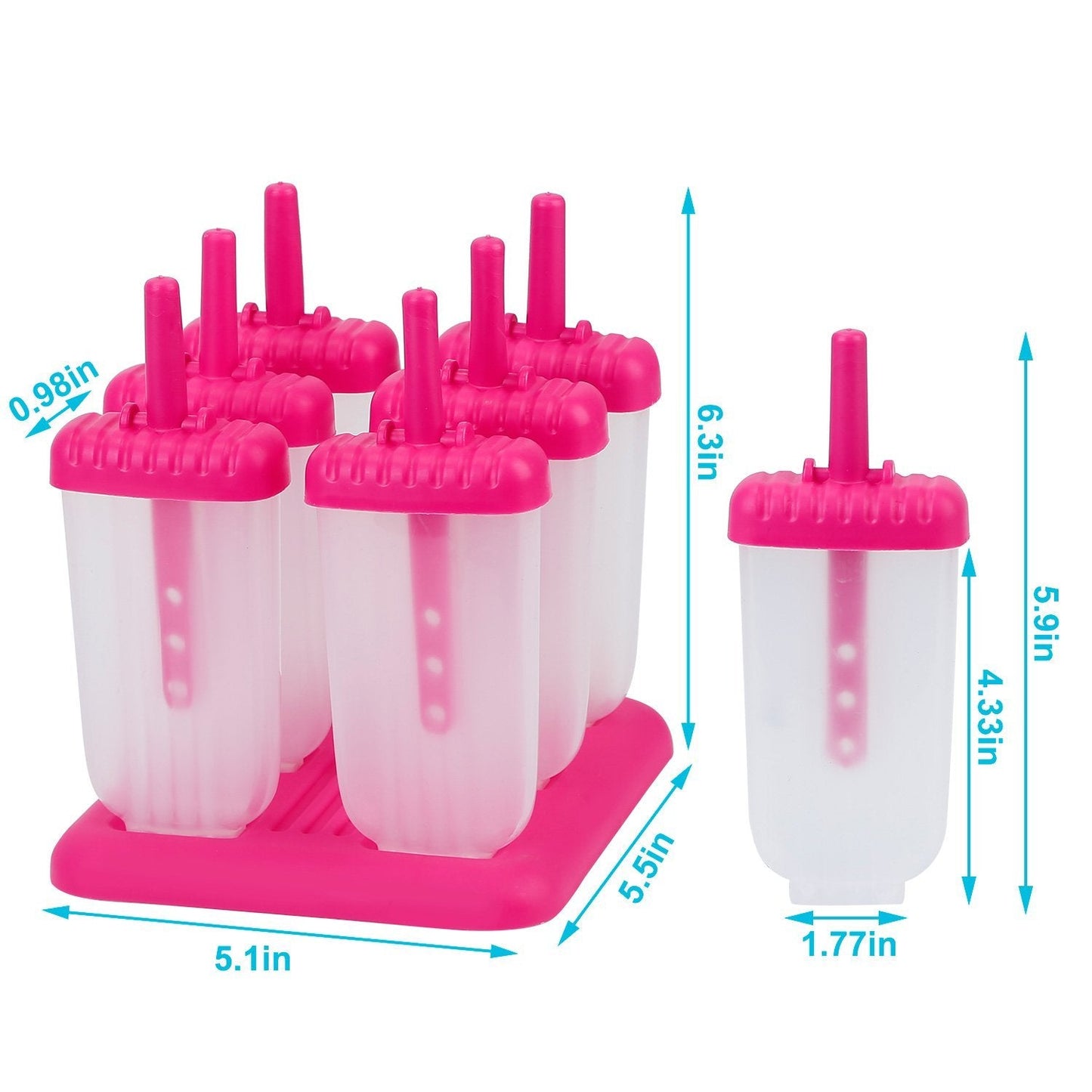 6-Piece: Popsicle Molds Reusable Ice Cream DIY Ice Pop Maker Kitchen & Dining refund_fee:800