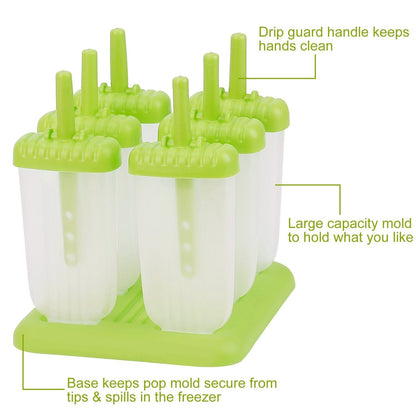 6-Piece: Popsicle Molds Reusable Ice Cream DIY Ice Pop Maker Kitchen & Dining refund_fee:800