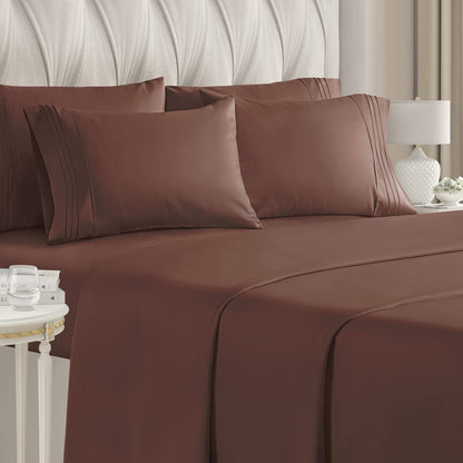 6-Piece Set: Hotel Luxury Bed Sheets Brown __label2:BOGO 30% OFF __stock:200 Bedding refund_fee:1800