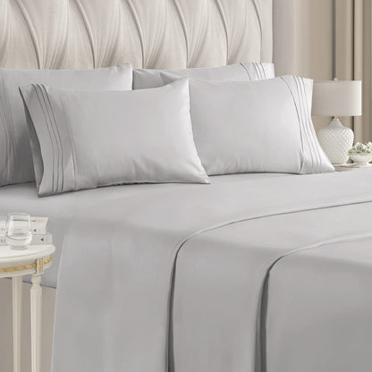 6-Piece Set: Hotel Luxury Bed Sheets Light Gray __label2:BOGO 30% OFF __stock:200 Bedding refund_fee:1800