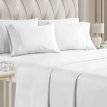 6-Piece Set: Hotel Luxury Bed Sheets White __label2:BOGO 30% OFF __stock:200 Bedding refund_fee:1800